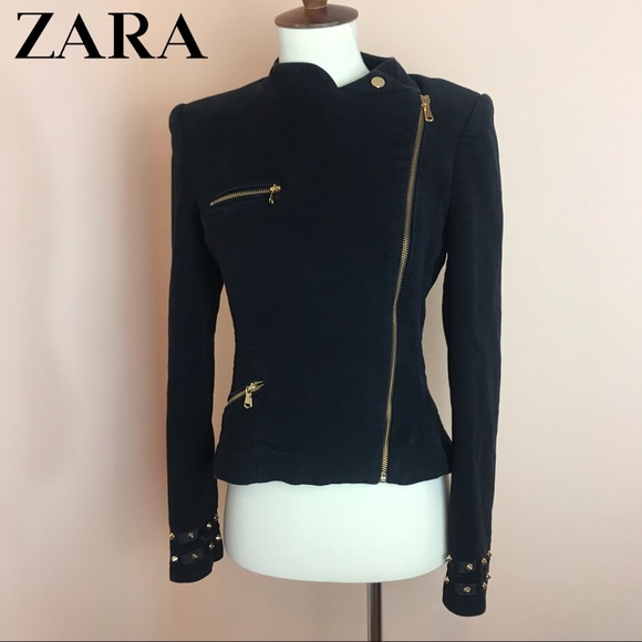 Zara Jackets & Blazers - ZARA Velvet Studded Spike Jacket